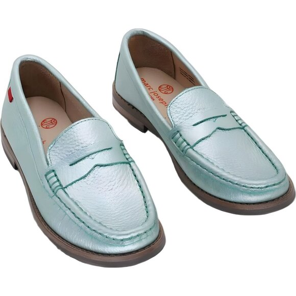 Marc Joseph NY Leather Penny Loafers Turquoise - Girls US 13.5 - Picture 1 of 6
